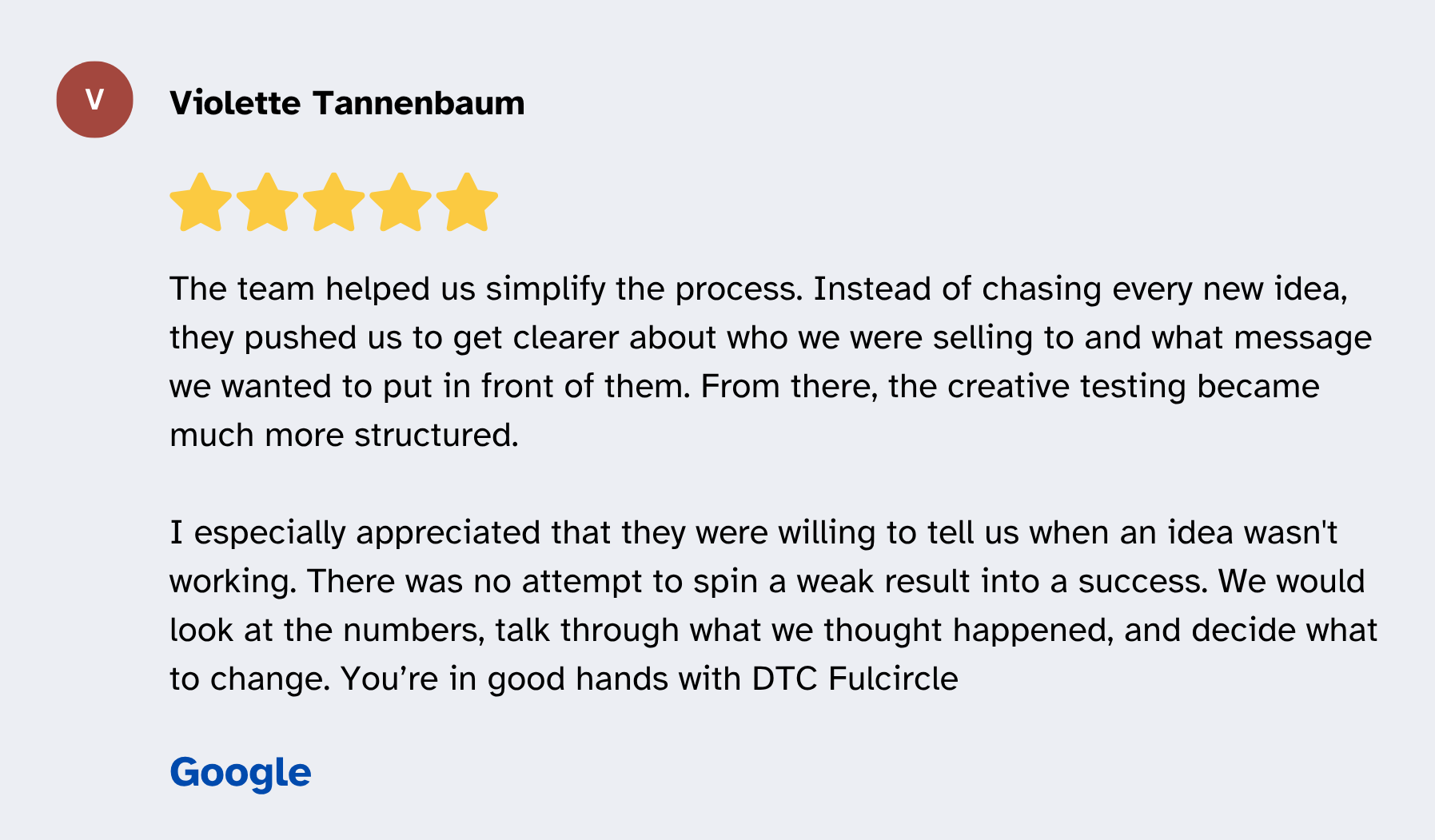 Client reviews wall