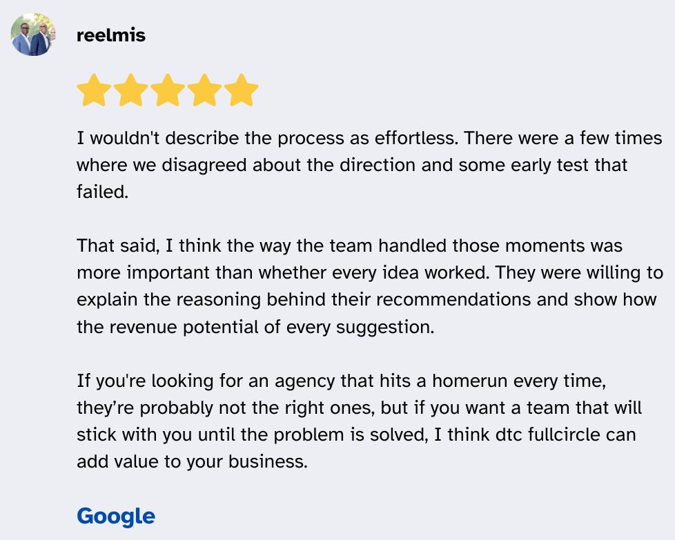 Client testimonial from reelmis
